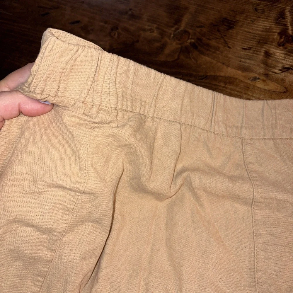 Women's Front Slit Button Front Cotton Khaki Pocket Knee Skirt XS Cottagecore
